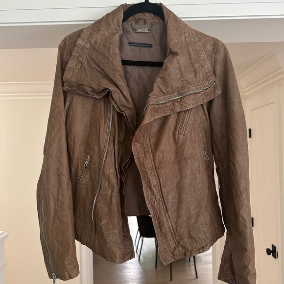 Line Jackets & Blazers - LINE Light Brown Textured Lambskin Motorcycle Jacket - Size L